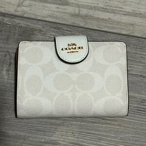 Coach Ivory Leather Wallet with Gold Accents NWOT